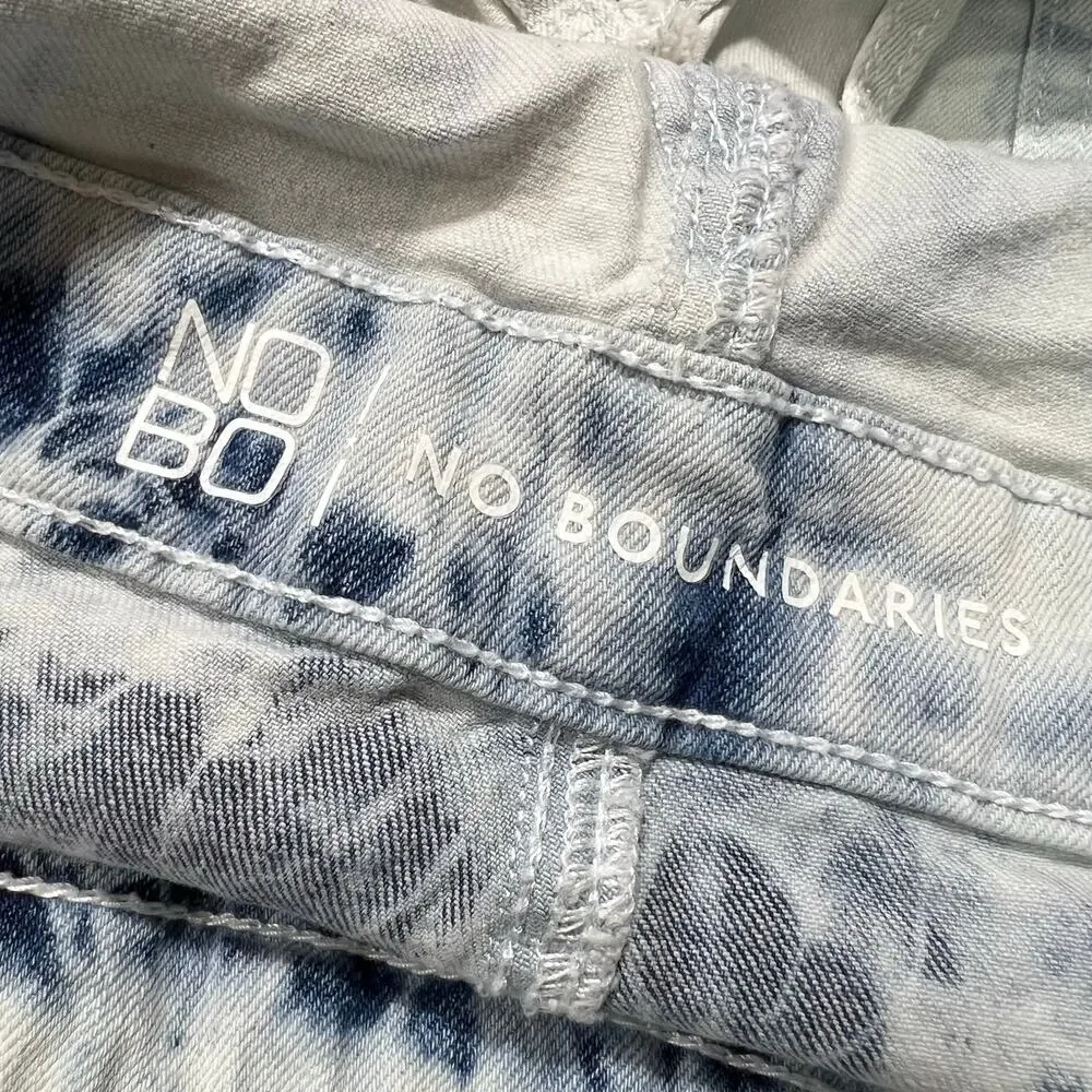 No Boundaries Girls Overall Bib Shorts Denim Blue Jean Acid Wash Medium 7 9